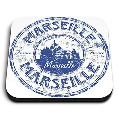 Image of 1 x Square MDF Fridge Magnet Marseille France Travel Stamp 5913