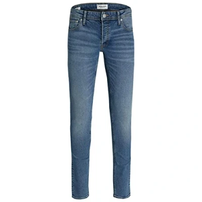 Image of JACK &amp; JONES Denim Liam Jeans Skinny Fit Blue Pants for Mens, 32W / 34L