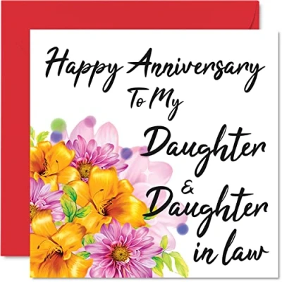 Image of Cute LGBT Anniversary Card for Daughter Happy &amp; in Law Special Wedding Women Her, 145mm x Beautiful Greeting Cards Fiance Fiancee