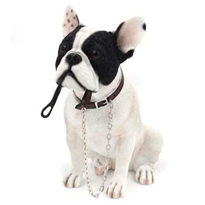 Image of Lesser &amp; Pavey 18 cm French Bulldog Waiting for a Walk, Black and White