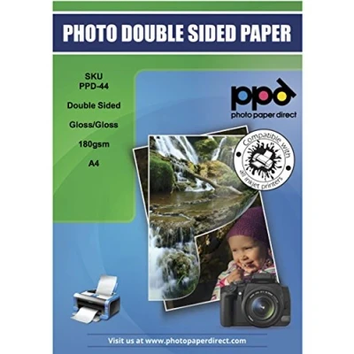 Image of PPD A4 Premium Inkjet Photo Paper Double Sided Glossy 180g for Photos, Brochures, Calendars and Albums x 15 Sheets (PPD 44 15)
