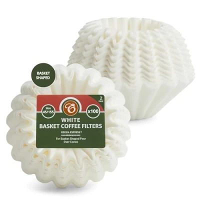 Image of EDESISA ESPRESS 200 Size 45/155mm Basket Coffee Filter Papers White Compatible with Kalita Wave KWF 155
