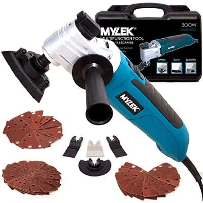 Image of MYLEK Oscillating Multi Tool 300W Electric Corded Tools 6 Speed, Quick Blade Change Detail Sander, Cuts Metal, Plastic, Wood, 48 Piece Accessory Kit Carry Case