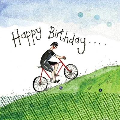 Image of Alex Clark Hill Climb Birthday Card Cyclist Scenic Bike Nature Cards To Celebrate Designed and Printed in the UK…