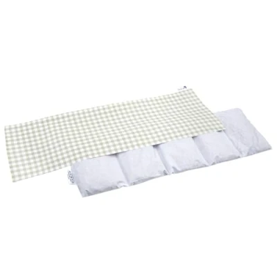 Image of Medi Partners Cherry Stone Cushion 60 x 20 cm 800 g 100% Cotton 5 Chambers Grain Large Eco Natural Heat Cold Therapy Removable Cover (Checked)