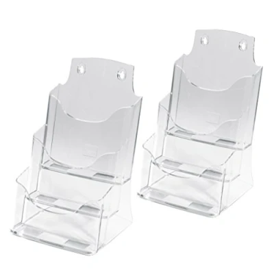 Image of SIGEL LH132 Table Top Literature Holder, for A5, with 3 compartments, uv resistant acrylic, clear, 2 Pieces