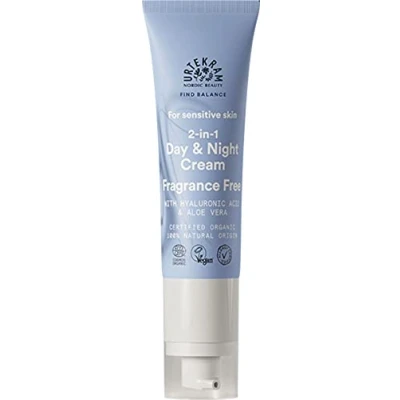 Image of Urtekram Day and Night Face Cream for sensitive skin 2 in 1 Fragrance Free Find Balance Vegan,Organic, Moisturizing, Natural Origin, 50ml