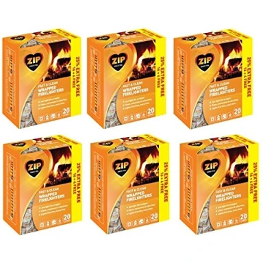 Image of 120 Pcs Zip Fast &amp; Clean Wrapped Firelighters no mess, smell, just light the wrapper Pack of 6
