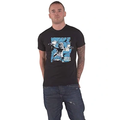 Image of Nirvana T Shirt Nevermind Cracked Band Logo Official Mens Black L