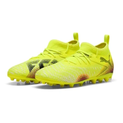 Image of Puma Future 8 Match MG JR Unisex Moulded stud football boots, Size: 45, Yellow alert/puma black/sun struck shoes
