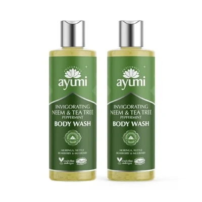 Image of Ayumi Neem &amp; Tea Tree Body Wash, Moisturises Gently Cleanses the Skin, With a Blend of Bearberry Nettle to Leave Skin Feeling Fresh Healthy 2 x 250ml
