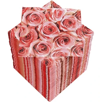Image of HEKU Rose Cocktail Napkins, 3 Ply, 25 x cm, Pack of 150, Stylish Design, Ideal for Celebrations, Practical Packaging, High Quality and Made in Europe