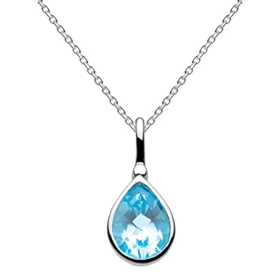 Image of Dew Women&#039;s Sterling Silver and Blue Topaz Teardrop Necklace of Length 45.7cm