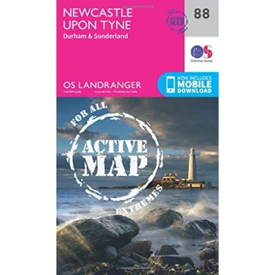 Image of Landranger Active 88 Newcastle upon Tyne, Durham &amp; Sunderland Map With Digital Version
