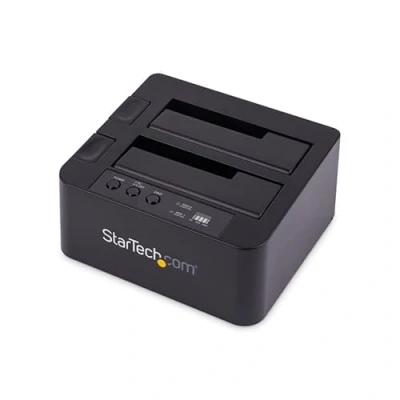 Image of StarTech.com Dual Bay USB 3.0 to SATA and IDE Hard Drive Docking Station, Dock, External 2.5/3.5&quot; III / IDE, SSD/HDD Hot Swap Bays, Top Loading (UNIDOCKU33)