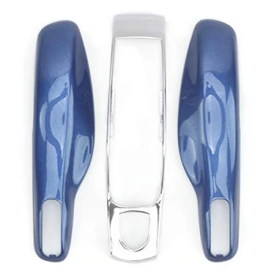 Image of Car Key Case, ABS Remote Control Shell Button Pad Outer Cover Suitable For Porsche Cayenne 92A Models After 2011(Sapphire Blue + Silver Shell)