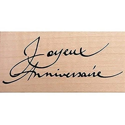 Image of Artemio Wooden Stamp E Text Joyeux Anniversaire