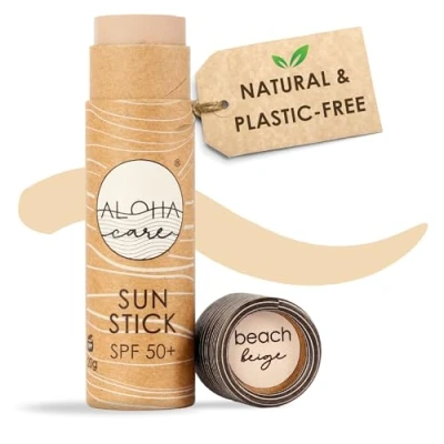 Image of Aloha Sun Stick SPF 50+ Tinted Sunscreen for Face, 50 Sunblock Stick, Block Sticks Sunstick, Zinc Alternative Sunstick 20g Beige