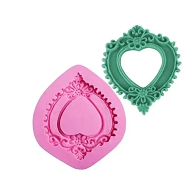 Image of TTOA Vintage Heart Frame Fondant Mould Cake Topping Icing Mold Sugar Craft Decorations