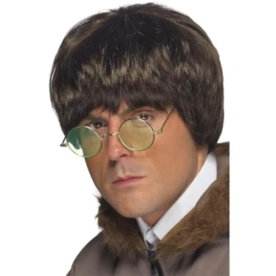 Image of Smiffys Britpop Wig, Brown , 1990&#039;s Fancy Dress, Adult Dress Up Wigs
