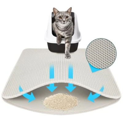 Image of KARAT Cat Litter Mat Extra Large, Waterproof, Honeycomb Design Gray (76 x 61 cm, 1 Count)