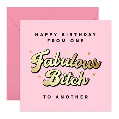 Image of Central 23 Funny Birthday Card for Her &#039;One Fabulous B**** To Another&#039; Rude Sister Best Friend Comes with Fun Stickers…