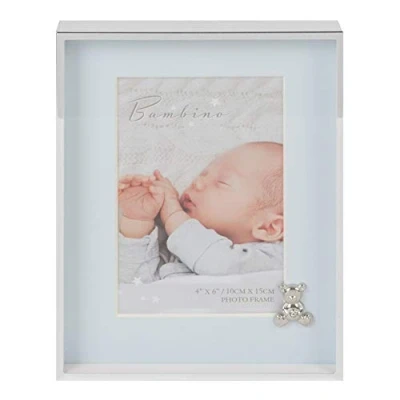 Image of Bambino Silverplated Frame Teddy w/Blue Mount 4&#039; x 6&#039;