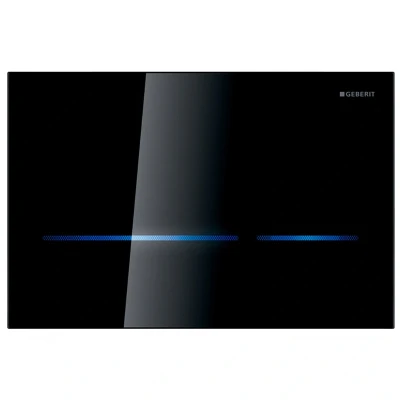 Image of Geberit Sigma80 Electronic Touchless Dual Flush Plate Mains Operation Black / Glass (116.092.SG.6)