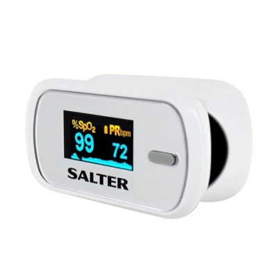 Image of Salter PX 100 EU Fingertip Pulse Oximeter Portable OxyWatch, Blood Oxygen Levels/SATS Monitor,Low Power Consumption,LED Display, Accurate Readings,Ideal for Adults &amp; Children, 2 Year Guarantee,White
