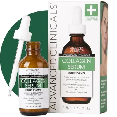 Image of Advanced Clinicals Collagen Instant Plumping Serum for Fine Lines and Wrinkles. 1.75 Fl Oz. by