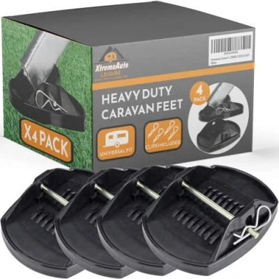 Image of Xtremeauto Caravan Feet Jack Pads Heavy Duty Pads, Prevent Sinking Into Soft Ground, Duty, Steady Stabiliser For Legs X4 With Pins