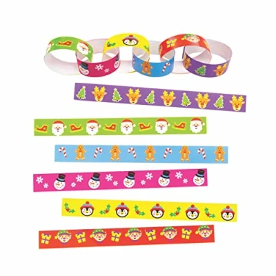 Image of Baker Ross AT157 Christmas Paper Chains, Festive Arts and Crafts (Pack of 240), Assorted