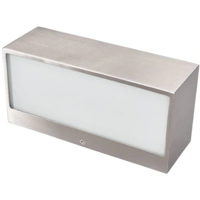 Image of Lindby outdoor wall light Leonora, 20 cm, angular, stainless steel