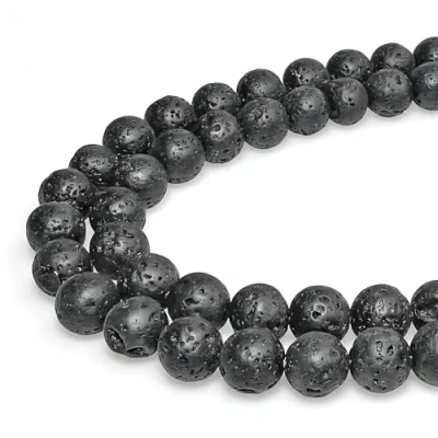 Image of JARTC Natural Round Black Lava Spacer Beads for DIY Bracelet Necklace Jewelry Making 15&quot; (6mm)