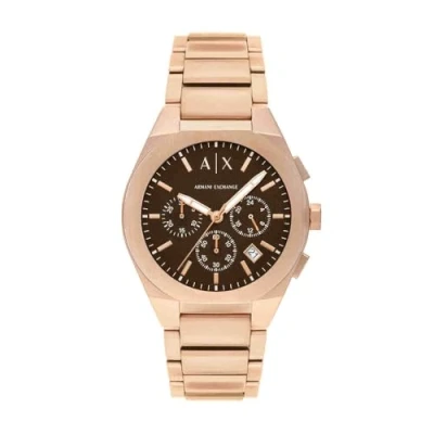 Image of Armani Exchange Rafael Chronograph watch, Men&#039;s, Size: One Size, Rose gold