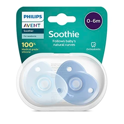 Image of Philips Avent SCF099/21 Soothie 0 6 Months, Double Pack, Green/Blue