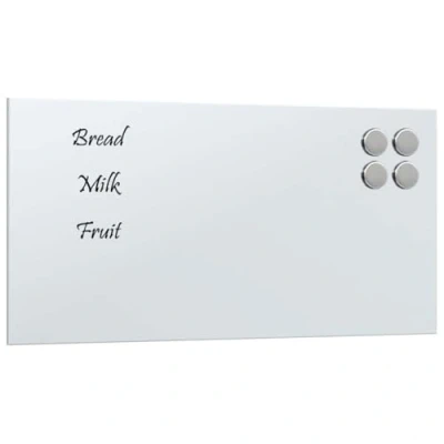 Image of vidaXL Wall Mounted Magnetic Glass Whiteboard 40x20 cm Tempered Glass, Smooth Writing, Office/Home Use