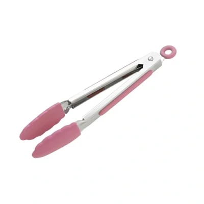 Image of Wiltshire Mini Silicone Kitchen Tongs 18cm, Cooking &amp; Serving Tongs, Salad BBQ Stainless Steel, Heat Resistant Utensil, Non Stick, Scratch Tip, Studio Pink, 21x3.2x2.7cm