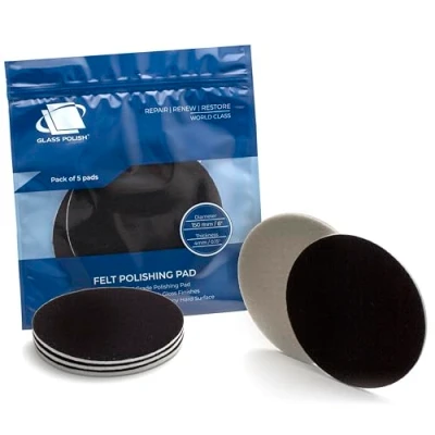 Image of Glass Polish 6 inch (150mm) Pack of 5 Felt Polishing Pads for Glass, Plastic, Metal and Marble