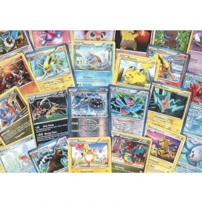 Image of 100 Assorted Pokemon Trading Cards with 7 Bonus Holo Foils