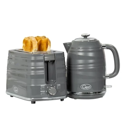 Image of Quest 36079 Harmony Kettle &amp; Toaster Set / 1.7L Rapid Boil 2 Slice Toaster/Spout Filter 7 Setting Toaster/Sleek Modern Kitchen Essentials (Grey)