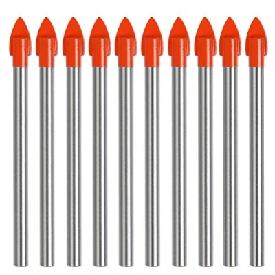 Image of 10 Pieces Drill Bits 6mm Tile and Glass Bit Set Tungsten Carbide Drilling Tool for Ceramic Mirror Porcelain Marble, Professional with Orange