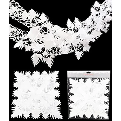 Image of Christmas Concepts® 9ft x 1ft Large Square Foil Garland Festive Hanging Decoration Trimming (White)