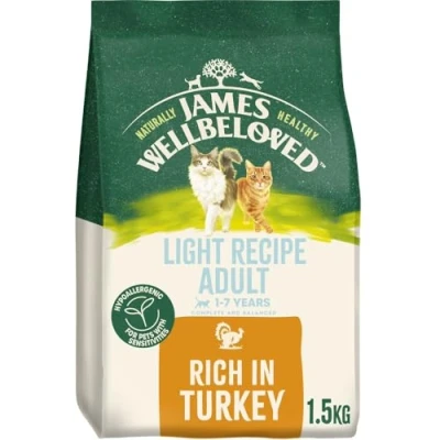 Image of James Wellbeloved Hypoallergenic Light Dry Cat Food for Adult Cats Turkey 1.5 kg