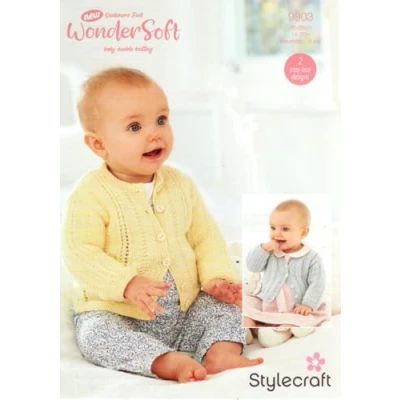 Image of Stylecraft Baby DK Knitting Pattern 9903 Cardigans (2 Easy Lace Designs)