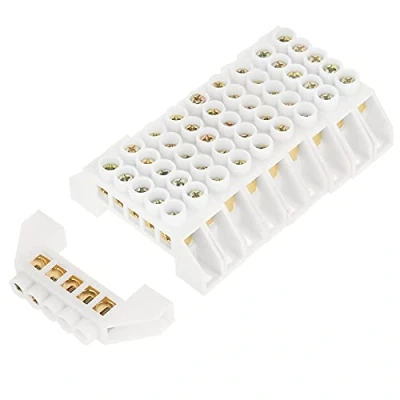 Image of 10pcs Terminal Block 5 Hole Bridge Design Electrical Distribution Wire Screw Brass Connectors