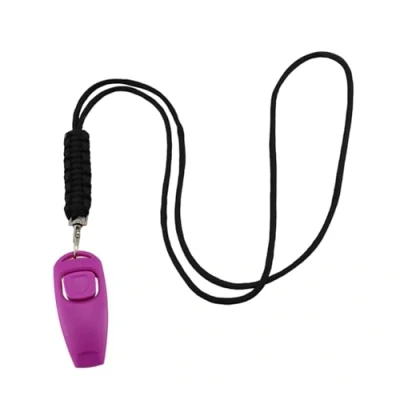 Image of Meiliyizu Dog Training Whistle with Clicker, Professional Set Ultrasonic Clicker Obedience Aid Effective Bark Control Includes Lanyard, Purple