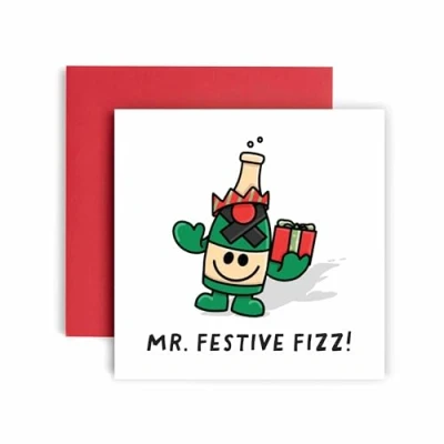 Image of Huxters Funny Christmas card for Him Feeling Festive Fizz Husband Dad Daddy Uncle Brother Son Traditions (Mr)