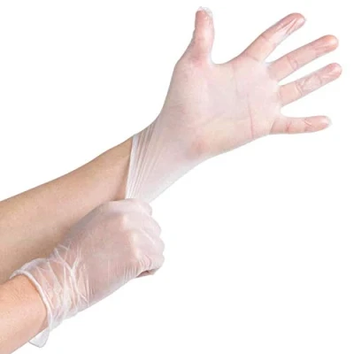 Image of PACK OF 100 Strong Quality CLEAR Vinyl Powder Free LARGE SIZE GLOVES Latex Food Safe Medical Examination Ambidextrous AQL 1.5 EN455 CLASS 1 EVERYDAY USE