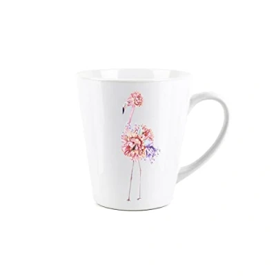 Image of Purely Home Funky Flamingos Small Latte Mug Ceramic White Tea/Coffee Present Gift